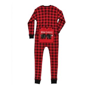 Lazy One Red and Black Plaid Kids One Pc Pajama Sz 12 NWOT